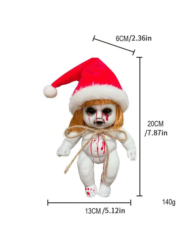 hanging ghost doll, decorative art style, Halloween Christmas bar ghost courtyard , horror themed strange holiday decoration.
