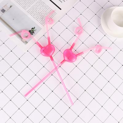 Love Heart Double Straw Unique Flexible Drinking Tube Straws Bar Accessories