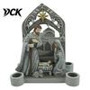 Resin Holy Family Ornaments Christmas Nativity Scene Candle Holder, Manger Figurine with 4 Seasonal Atmosphere Accessories Slots, Vintage Candlestick