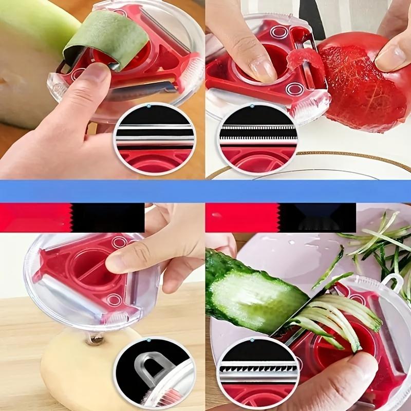 3-in-1 Stainless Steel Kitchen Gadget - Multifunctional Fruit & Vegetable Peeler, Potato Slicer, and Grater - Essential for Camping and RVs