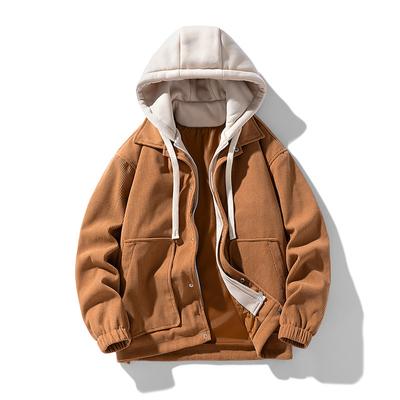 Erkek Ceket Kalınlaşmak Kış Beyzbol Üniforma Hoodie Ceketler Erkekler için Polar Uzun Kollu Ceket Adam Rahat Kapüşonlular streetwear erkek Mont