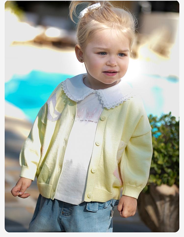 David Bella Children's Sweater Cardigan Autumn Dress Girls' Pure Cotton Knitted Shirt Baby Stylish Top