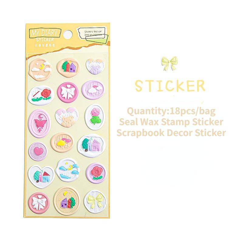 18pcs/20pcs Bag Wax Seals Stamp Sticker for Kid Vintage European Style Candy Color Sticker for Children DIY Decroative Scrapbook