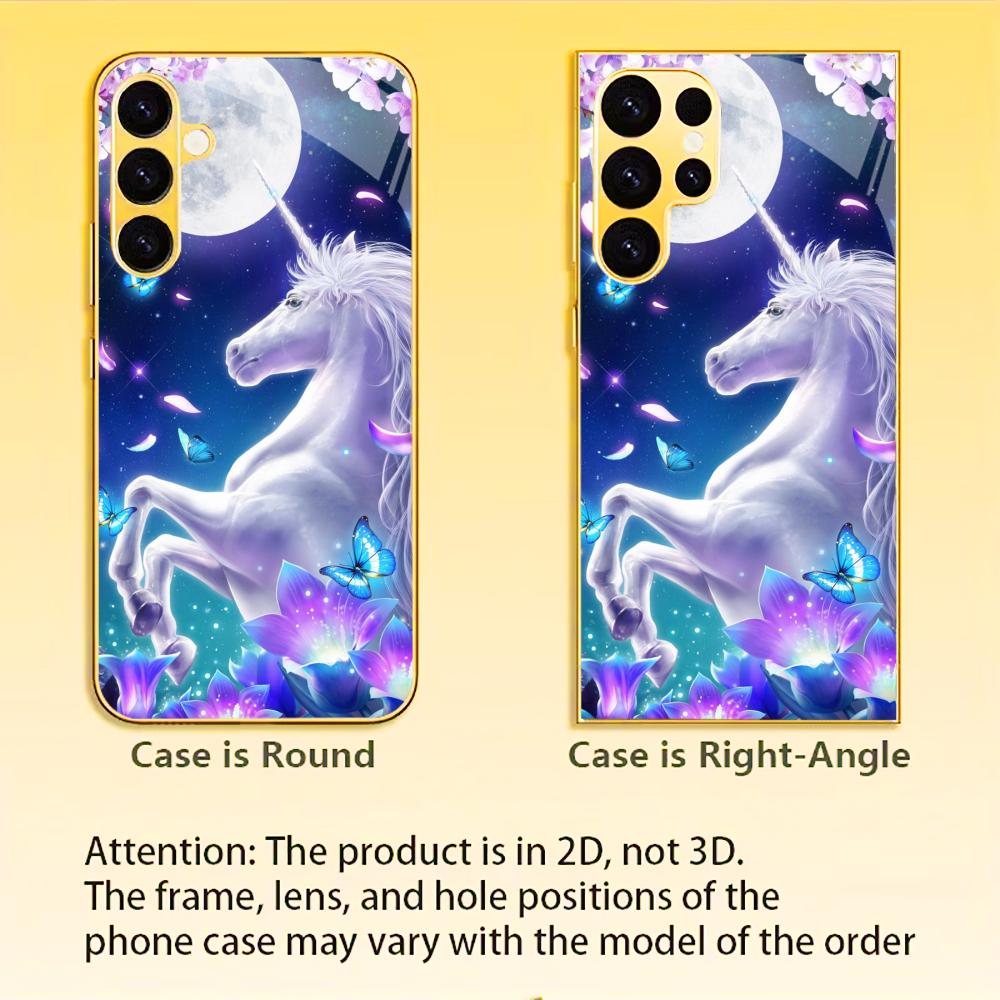 Unicorn New model Luxurious PhoneCase Electroplated Glass PhoneCase for Samsung Galaxy S26 S25 S24 S23 S22 S21 FE,Ultra,Plus