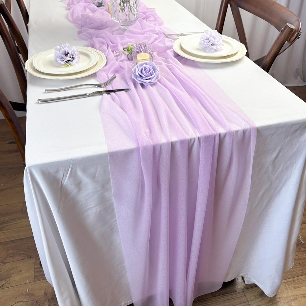 Chiffon Like Table Runner with Silver Sparkle for Wedding Rustic Boho Wedding Party Bridal Shower Decorations Birthday Party