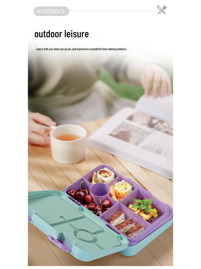 Kids' Double Buckle Cartoon Bento Lunch Box - Microwaveable, Portable, Large Capacity