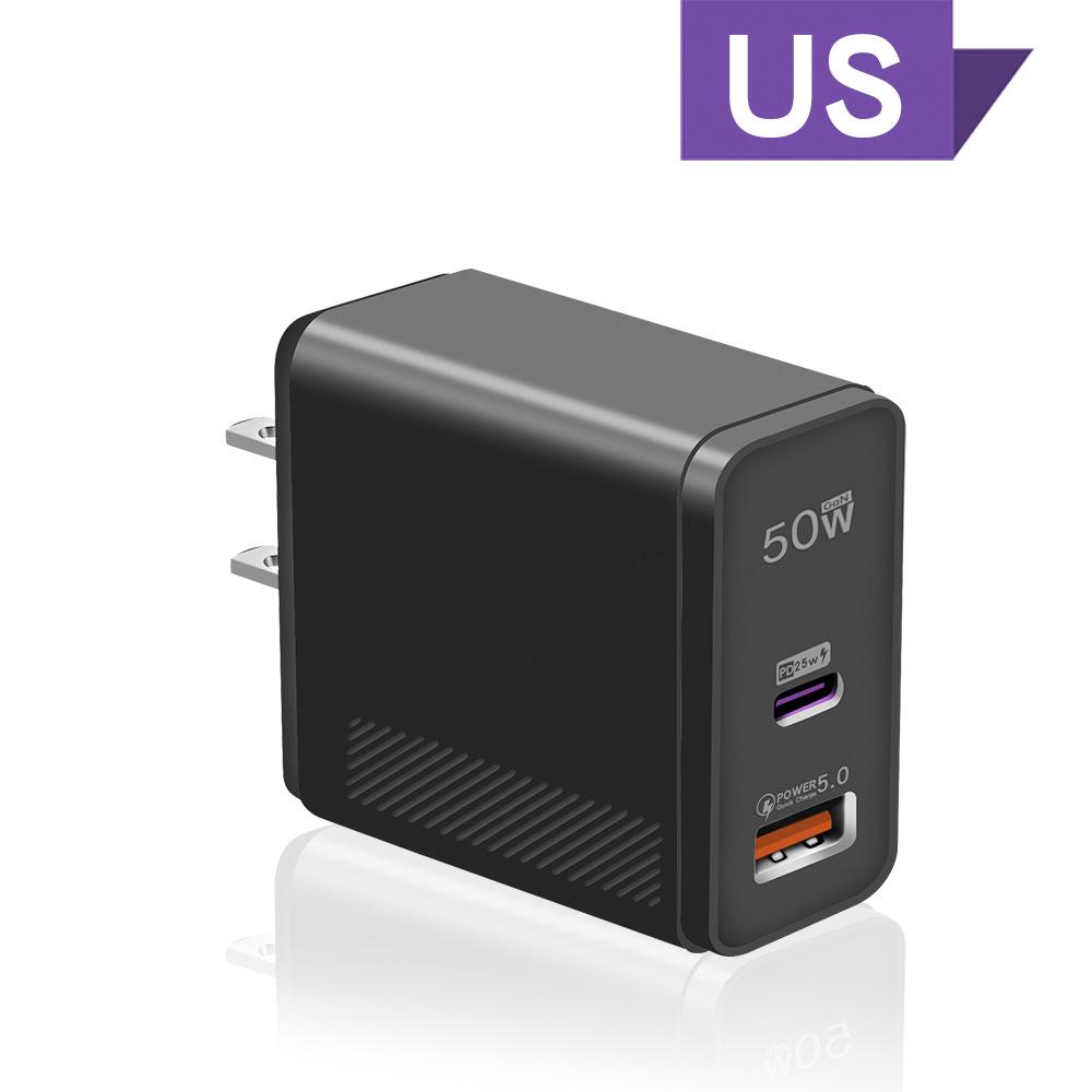 Double Mouth 50W USB Charger Travel Wall Charging Head Mobile Phone Charger Adapter Portable EU US Plug For iPhone Xiaomi