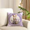 Cute rabbit holding flowers Cushion Cover Reversible Plush Pillow Cover Soft Fluffy Home Decor for Sofa Bedroom