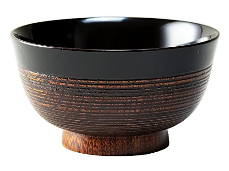 Urushikodo Soup Zelkova Black Lacquer Finish  Yamanaka Lacquerware  Bowl, Wood, (Medium) SI-15