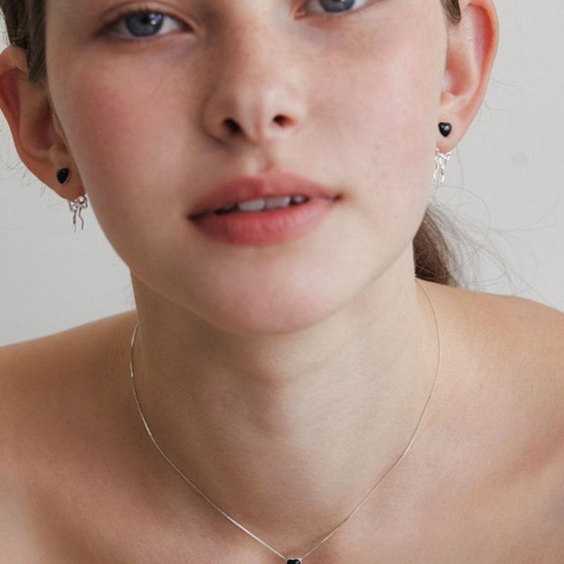 TATIANA (925 Silver) Black Heart Gemstone Necklace NZ2409