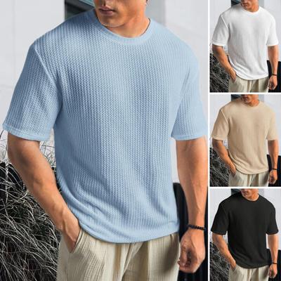 Men Summer T-shirt Solid Color O Neck Short Sleeves Soft Breathable Elastic Loose Pullover Sports Business Casual