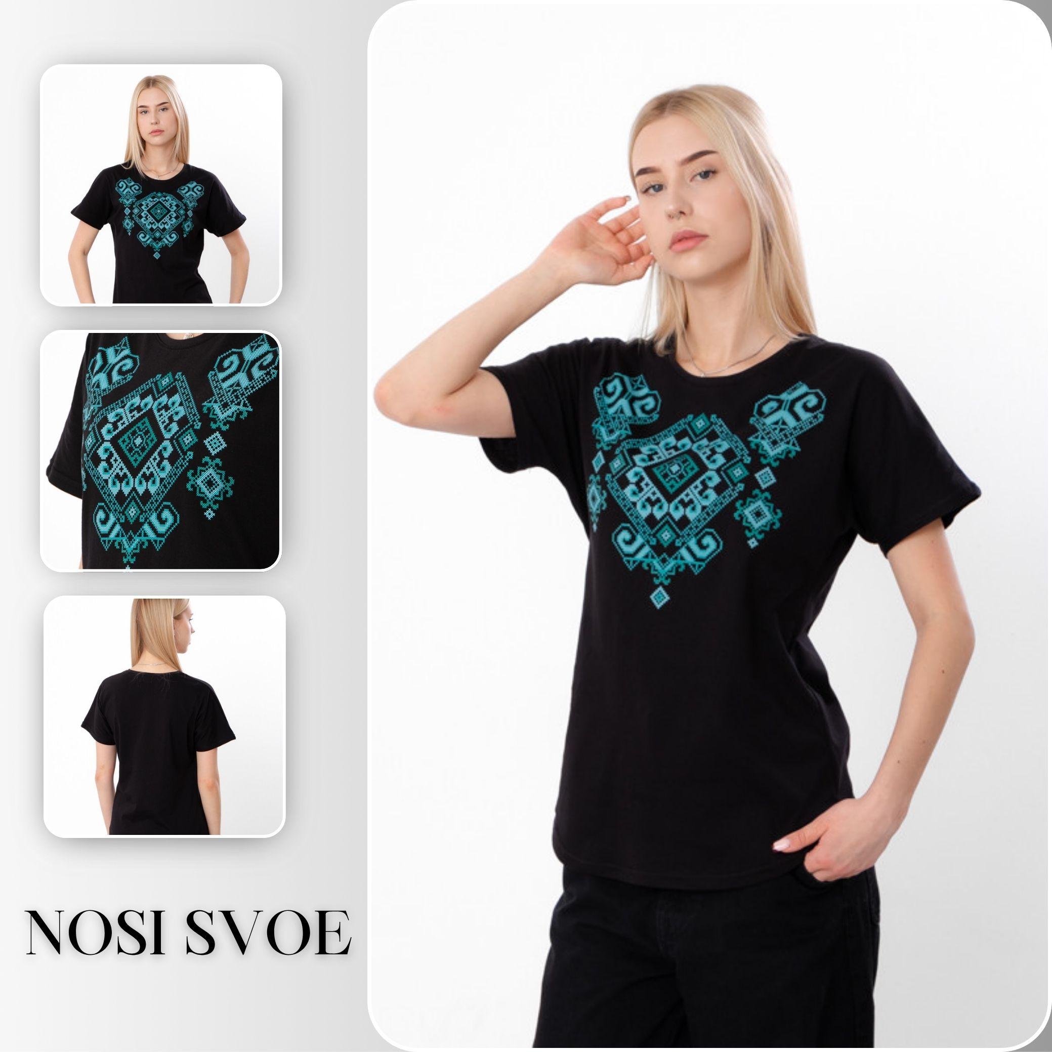 

Women’s T-Shirt with “Sea Wave” Ornament Summer 8029-001-33 HC M чорний