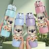 1PC Cute Koala Eucalyptus Print 750ml Color Plastic Sports Water Bottle Leakproof Flip Straw Lid Suitable for Sports Office Home Use