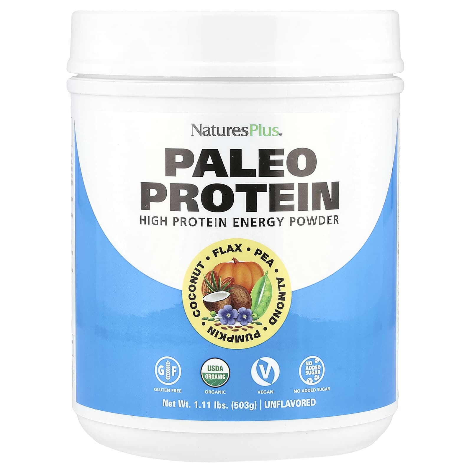 

NaturesPlus, Paleo Protein Powder, Unflavored & Sugar-Free, 1.11 lbs (503 g)