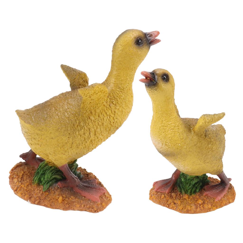 Harz Entenküken Statue Ornament Kleine Entenfigur Handwerk für Desktop Outdoor Gartendekoration Graue Ente