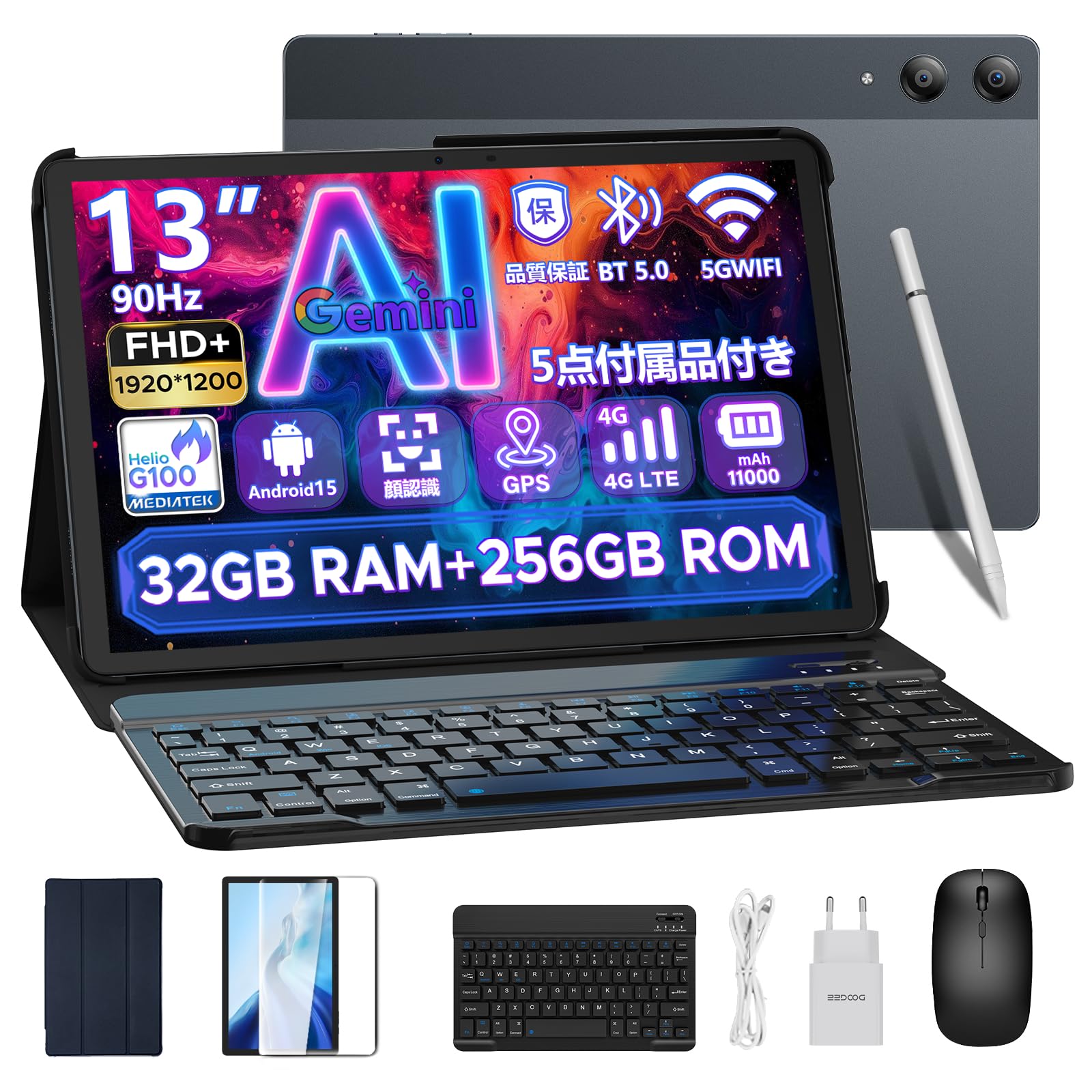 

DOOGEE Tab E3Pro Android 15 Android G100 TF 11000mAh TF 1920x1200 Face Quad Dual 5G Large WideVine L1 Slim and Dedicated Case Bundle, 13-inch Tablet, сірий колір