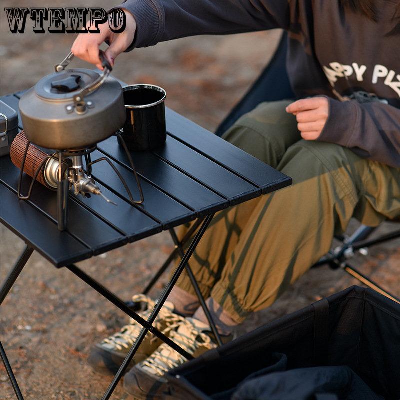 WTEMPO Masă pliabilă portabilă de camping în aer liber, din aliaj de aluminiu, masă de grătar de camping mini taraba temporară