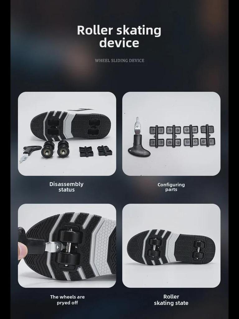 Children's Leather 4-Wheel Running Shoes & Roller Skates - For Boys and Girls