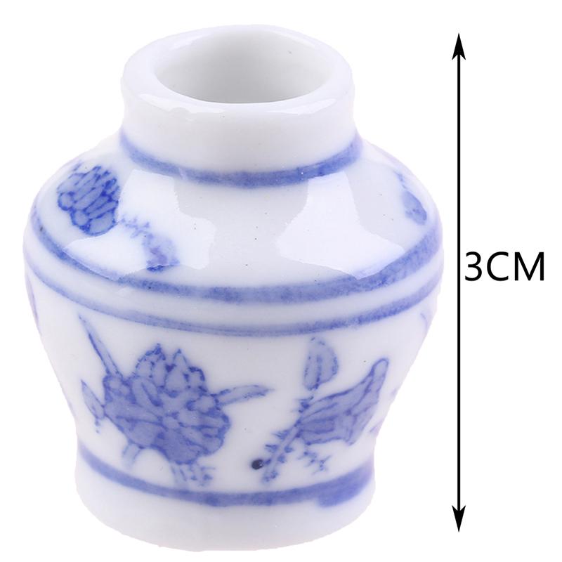 1/12 Dollhouse Miniature Blue And White Porcelain Vase Accessories Toy
