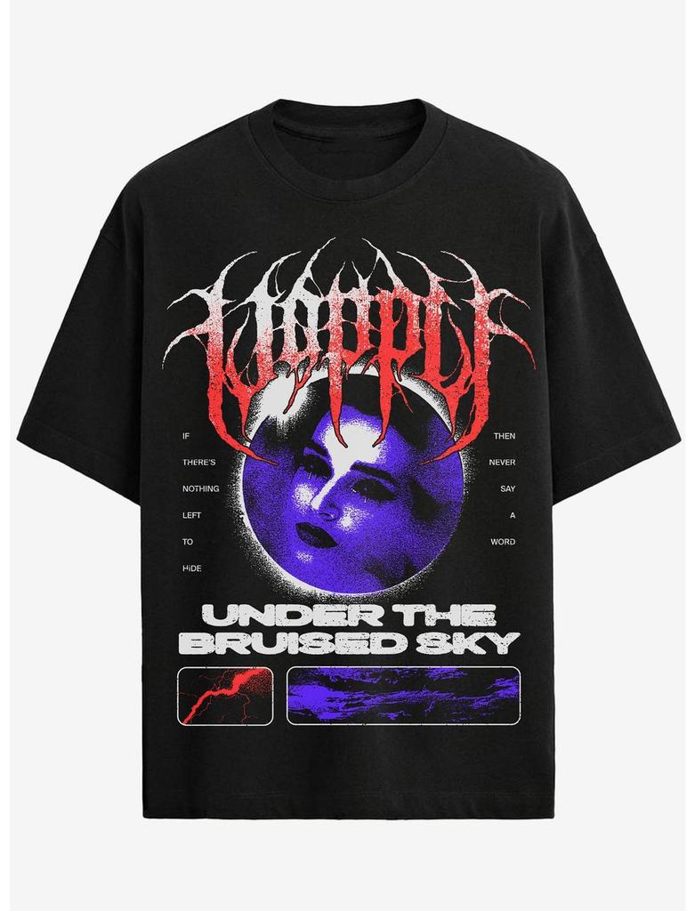Y2K Rock Punk Shirt Mohnblume unter dem blauen Himmel T-Shirt Baumwolle Bedruckt Kurzarm Vintage Locker Lässig Streetwear Unisex