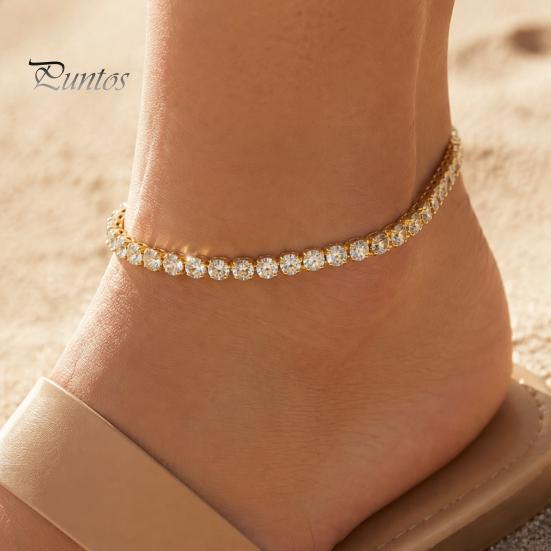 Sparkling Zircon Anklet 4mm Cubic Zirconia Classic Tennis Bracelet, Adjustable Rhinestone for Women, Hypoallergenic Dainty Ankle Bracelet Foot Jewelry