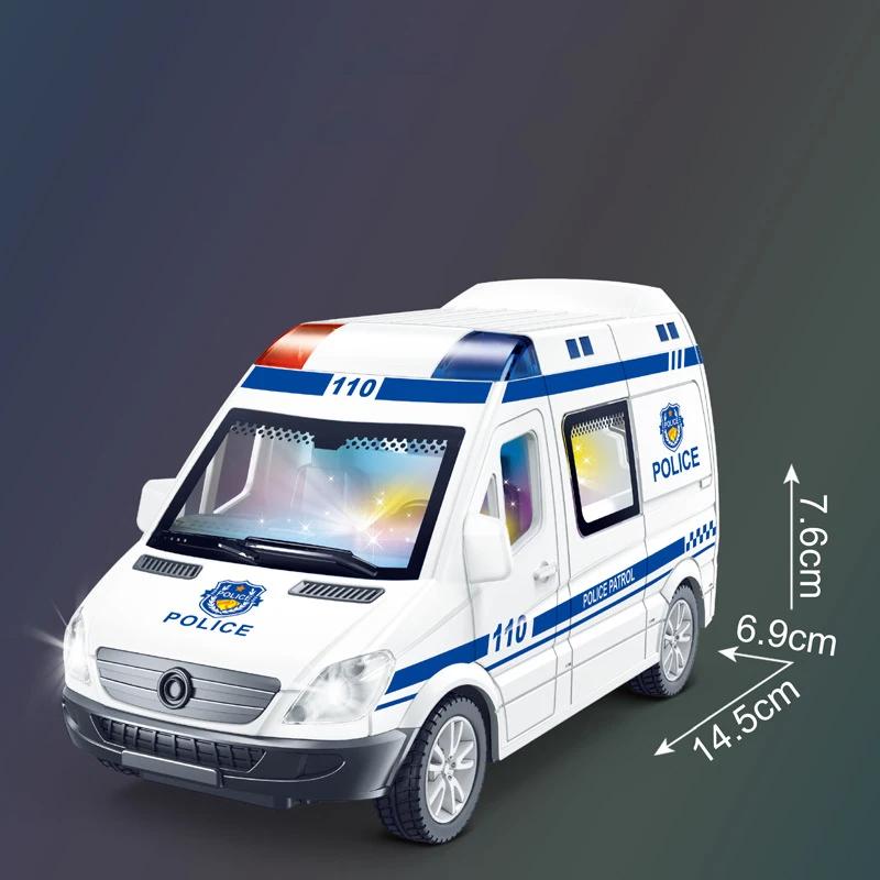1/32 Scale Mini Car Model Diecast Gifts Ambulance Fire-Truck Policecar Model Sound and Light Vehicle Simulation Collection Toys