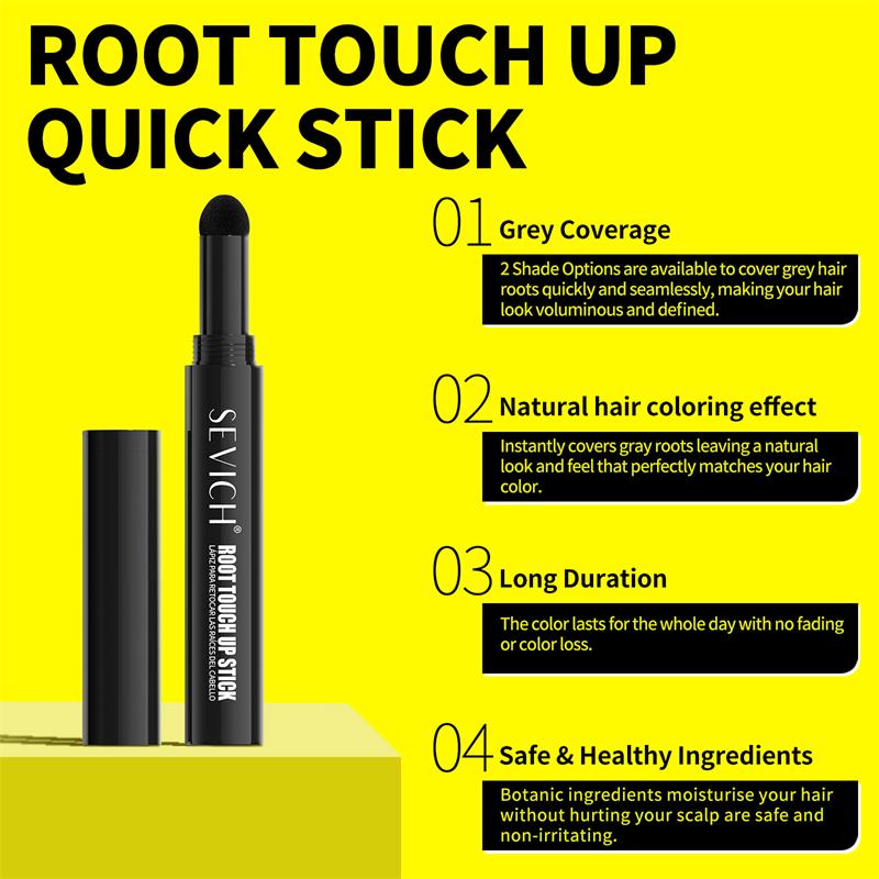 SEVICH 2g Root Touch Up Stick Hairline Powder, Hair Root Concealer for Gray Hair Coverage, Hair Shadow Powder Stick for Thinning Hair Black Dark Brown