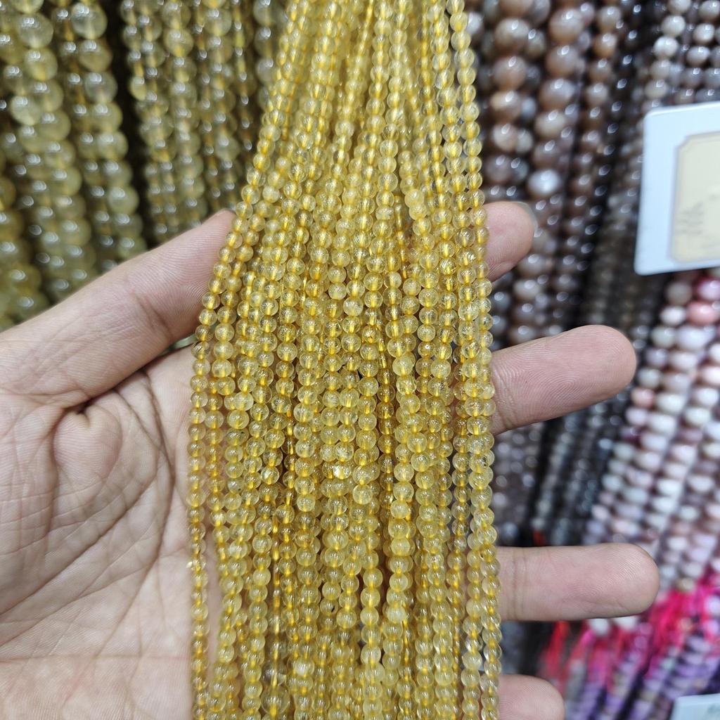 Golden Rutilated Quartz & Yellow Citrine Beads Strand for DIY Jewelry and Bracelets
