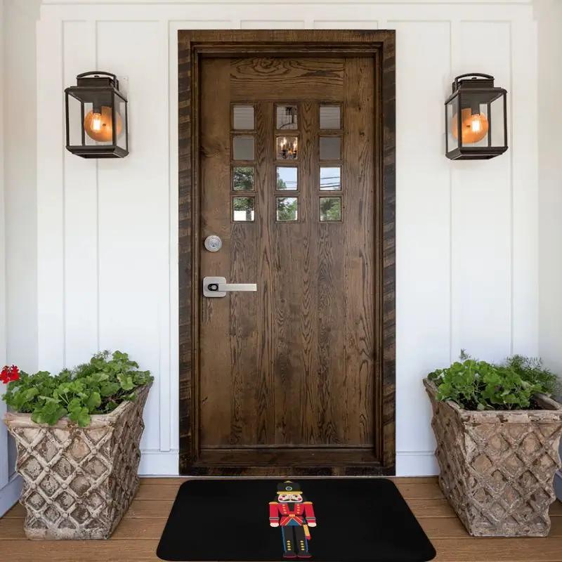 Nutcracker Doll Floor Door Kitchen Bath Mats Anti-Slip Indoor Christmas Soldier Toy Doormat Garage Entrance Rug Carpet Footpad