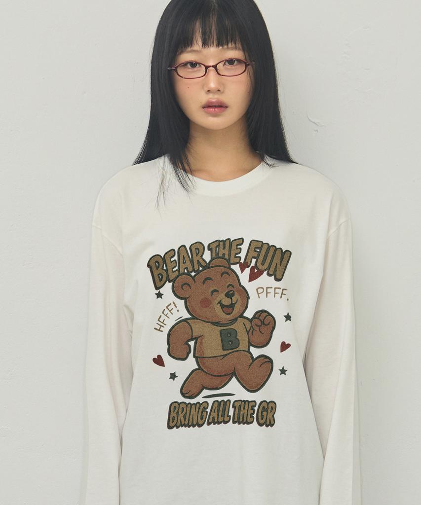 GRAVER [Unisex] Running Bear Long Sleeve T-Shirt_3 Colors