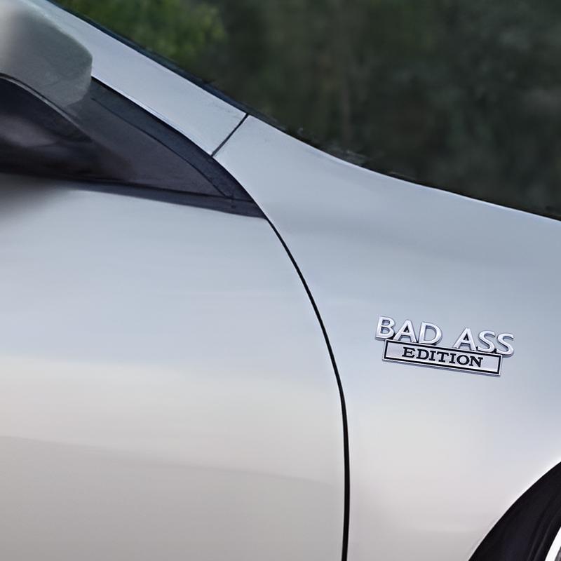 BAD ASS Edition Metal Car Stickers Applicable to Car Fender Bumper Rear Window Full Body Outline BAD ASS Logo Metal Badge