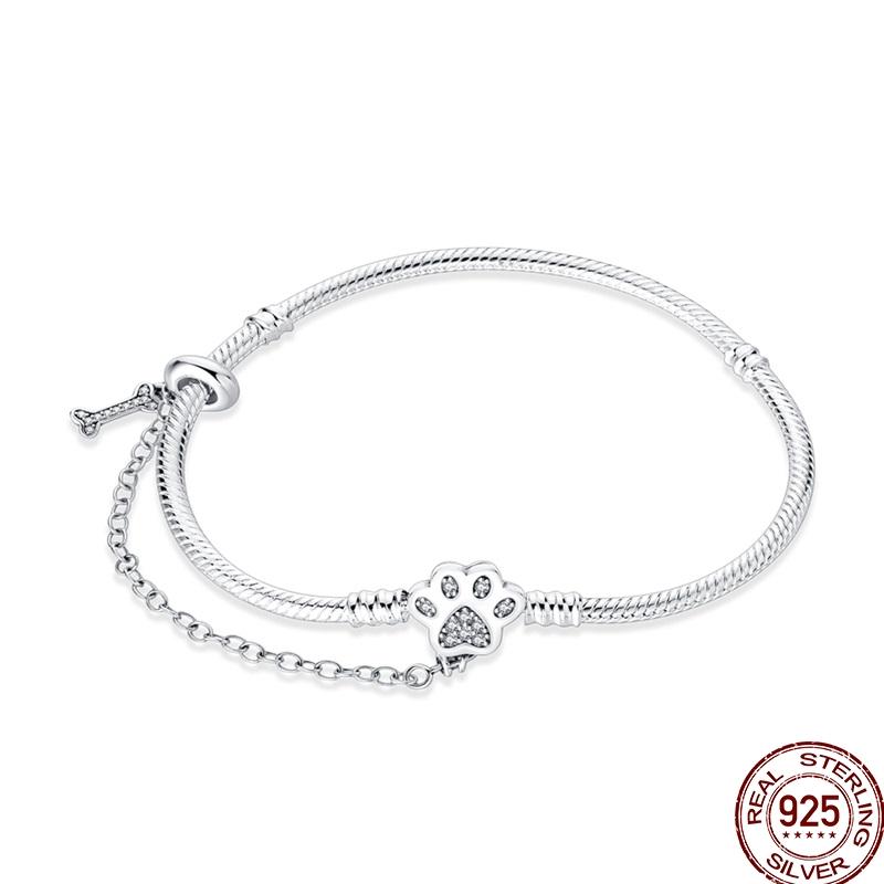 925 Sterling Silver 17-20CM Original Bracelets Heart Moon Sun Clasp Bead Charm Bracelet Fit DIY Charms Beads for Women Jewelrys