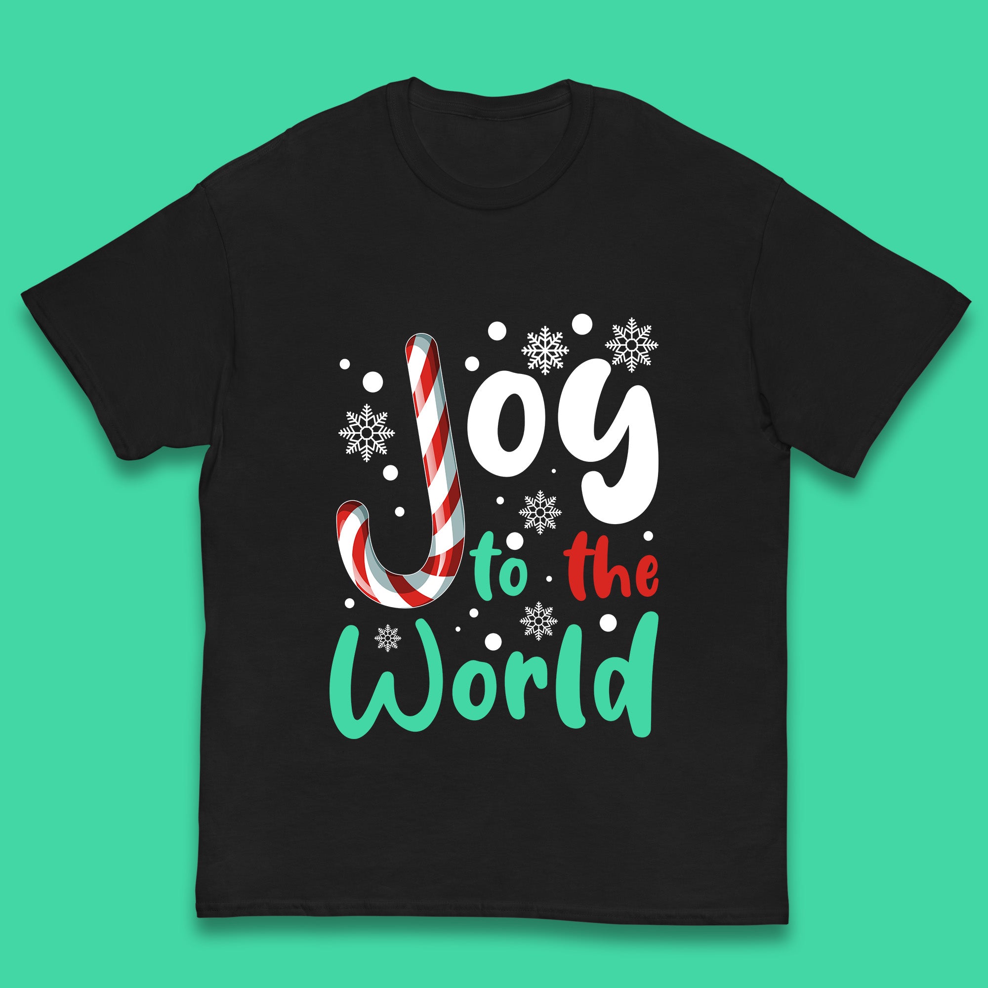 Joy To The World Christmas Kids T Shirt Christmas Candy Cane Top 110