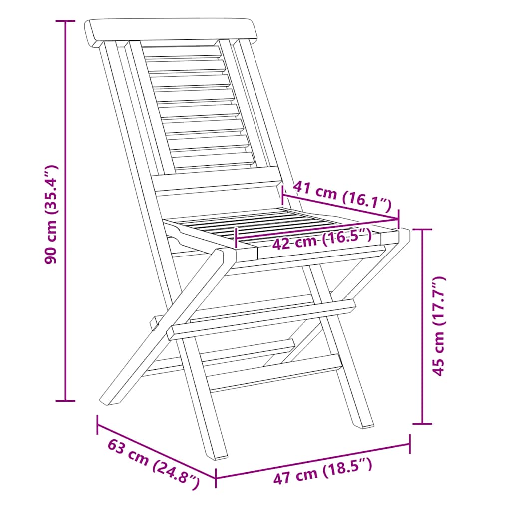 Garden Chairs 4 pcs. Foldable 47 x 63 x 90 cm Solid Teak Wood
