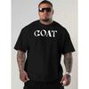 European Sizes Men' Plus Size Oversized Short Sleeve T-Shirt - Breathable Summer Round Neck Casual Loose Fit Top with Goat Print - & Tall Comfortable