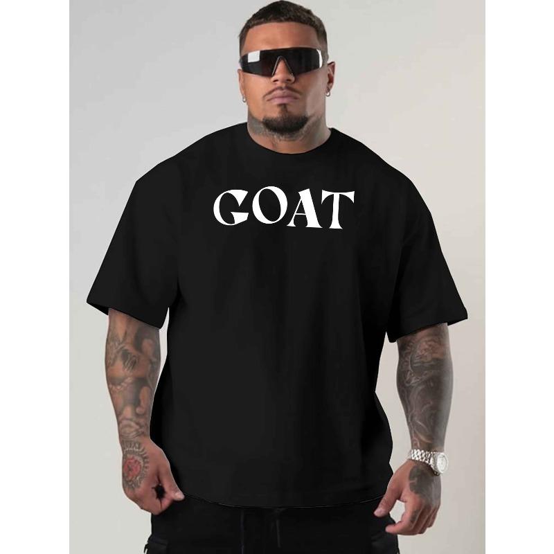 

European sizes Men Plus Size Oversized Short Sleeve T-Shirt - Breathable Summer Round Neck Casual Loose Fit Top with Goat Print - & Tall Comfortable XL чорний