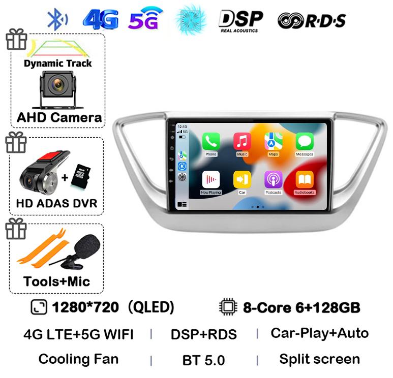 Android 14 Carplay WIFI+4G Car Radio For Hyundai Solaris 2 Verna 2016-2020 Multimedia Video Navigation Player Auto Autoraido GPS