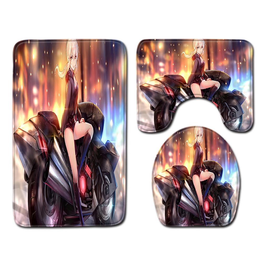 Animation Bathroom Floor Mat Three-Piece Bathroom Carpet Toilet Mat Set Door Mat Bathroom Non-Slip Mat