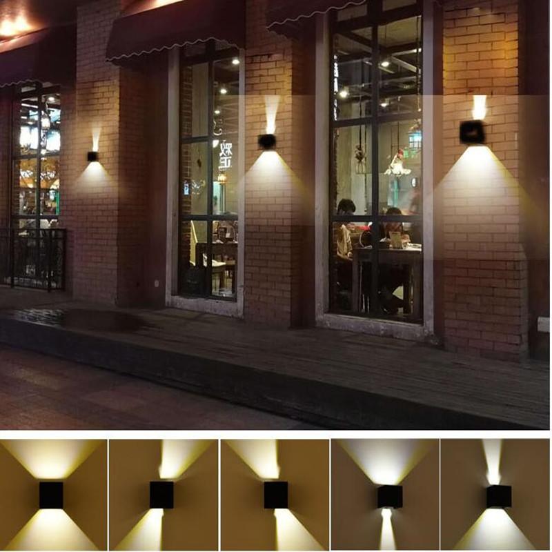 Adjustable 12W LED Wall Lamp AC85-265V COB Waterproof Aluminum Cube Outdoor Porch Wall Light
