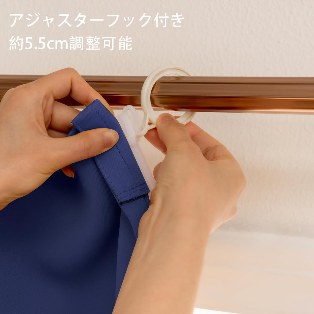 XWZO Blackout Set of 110cm Long X 100cm Blocks Over of Level 1 Blackout Thermal Memory Solid for Bedroom or Living Navy Curtains, 2, Wide, 99.99%