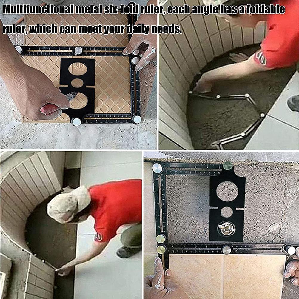 Multi Angle Measuring Ruler Aluminum Alloy 12 Fold Tile Opening Locator Angle Measurement Tool