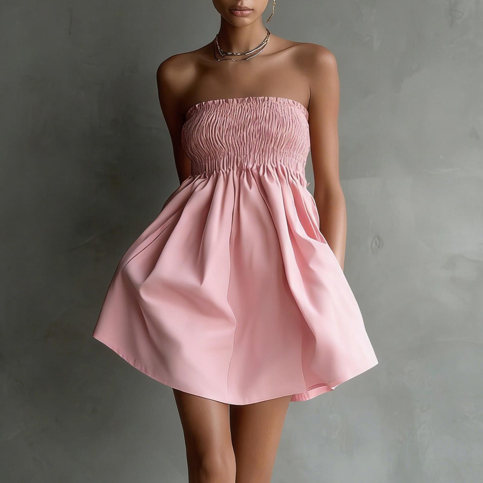 Ladies  Casual And Fashionable Strapless Sexy Dress M