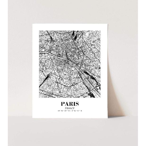 Eleville 11X14 Unframed Paris France City View Abstract Road Modern Map Art Print Poster Wall Office Home Decor Minimalist Line Art Hometown