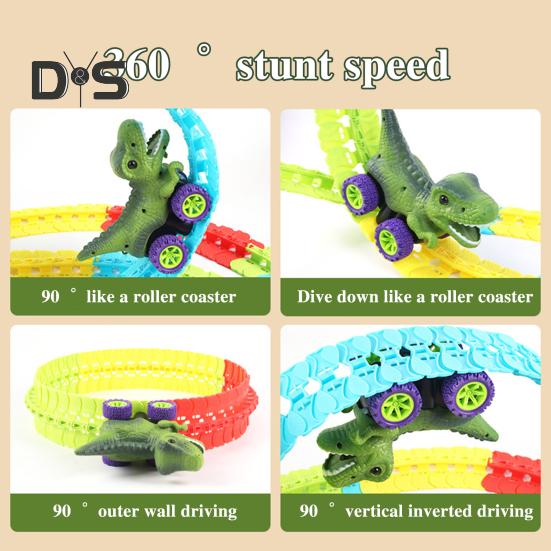 1 sada Dinosauří autodráha s lehkou hudbou Vzdělávací DIY stavění dráhy Antigravitační hra na horské dráze Dino Truck Hračka šplhání závodní auto