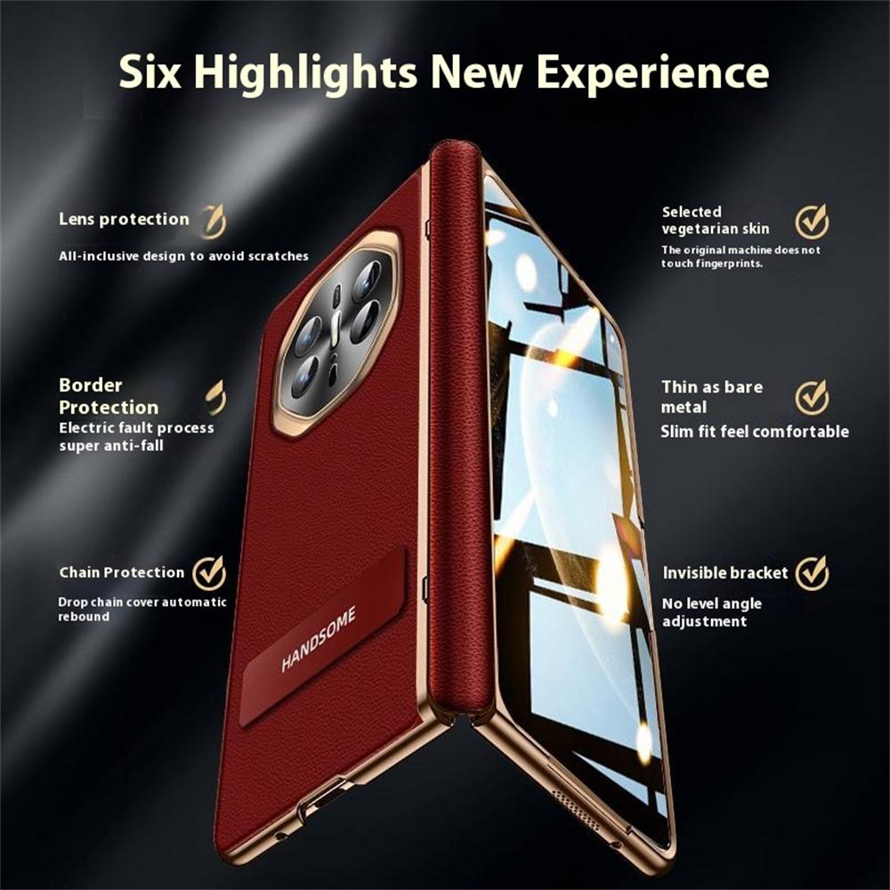 

For Huawei Mate X6 Case PC+PU Phone Back Cover Built In Screen Protector Black