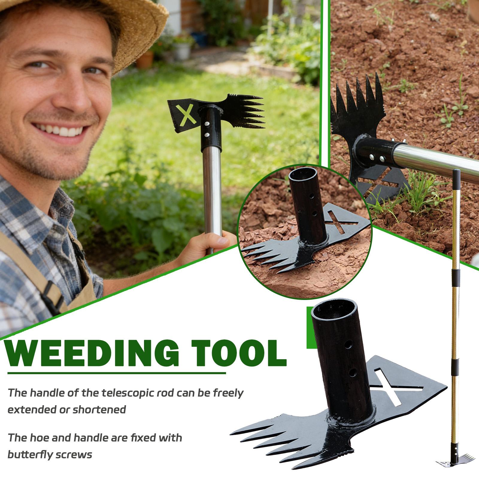 

Long Handle Garden Root Remover Tool,Rake Garden Hoe, Heavy Duty Gardening Cleaning Tool For Yard, Patio And Gar One Size чёрный