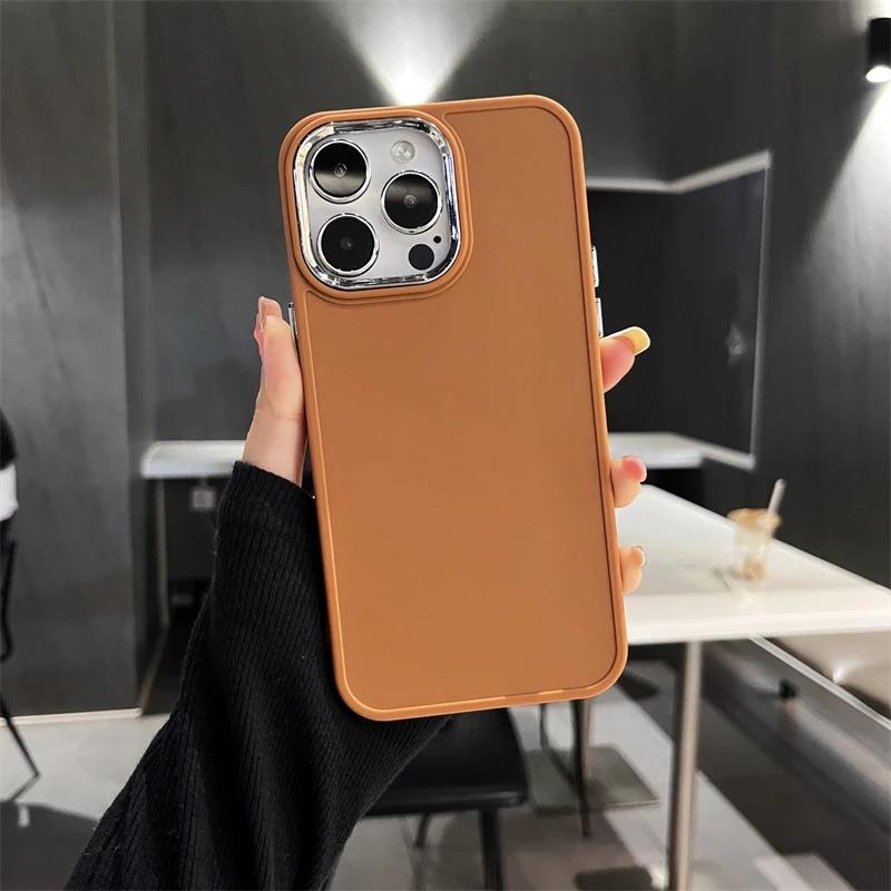 Galvanisierte Linsen-Bumber-Telefonhülle für iPhone 16 15 14 13 12 11 Pro Max X XR XS Max 7 8 Plus SE Einfarbige Silikon-Rückseite