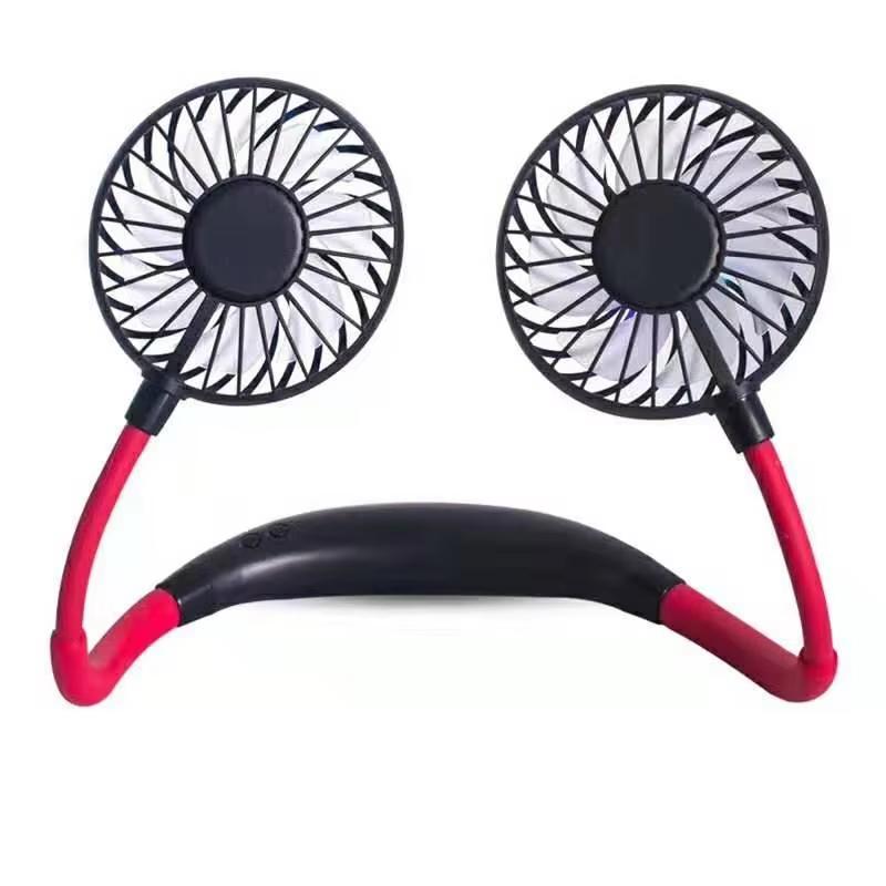 Outdoor Sports 360 Degree Fan LED Lights Fan Usb Rechargeable Hanging Neck Fans