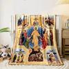 Icon of Jesus with Religious ScenesFlannel blanket for bedroom, living room, sofa, and nap