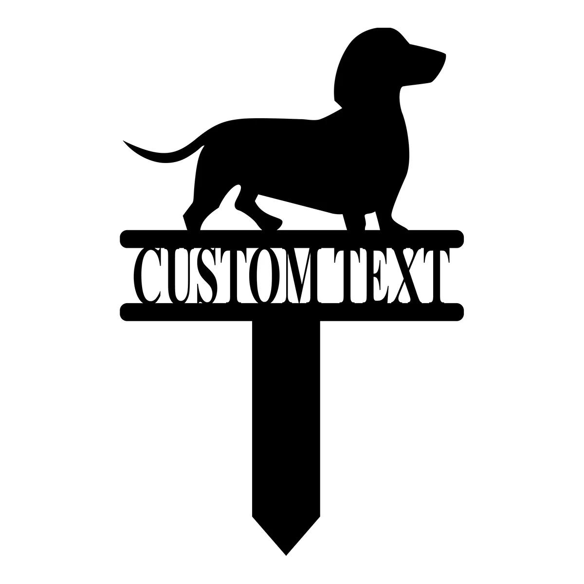 Metal Garden Stake Dachshund Custom Name Sign Dog Lover Yard Decoration чёрный